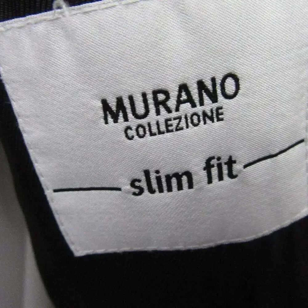 Murano Collezioni Men's 2-Piece Suit 44L Slim Fit Black Check Wool